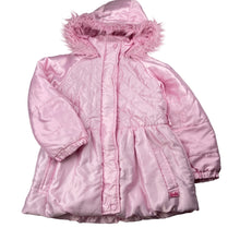Load image into Gallery viewer, Girls Barbie, pink satin hooded jacket / coat, FUC, size 5,  