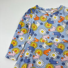 Load image into Gallery viewer, Girls Milkshake, stretchy long sleeve dress, rabbits, marks front &amp; sleeves, FUC, size 3, L: 51cm
