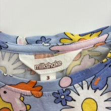 Load image into Gallery viewer, Girls Milkshake, stretchy long sleeve dress, rabbits, marks front &amp; sleeves, FUC, size 3, L: 51cm