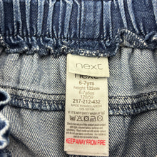 Load image into Gallery viewer, Girls Next, blue denim skirt, elasticated, L: 34cm, FUC, size 6-7,  