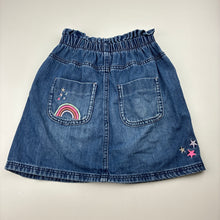 Load image into Gallery viewer, Girls Next, blue denim skirt, elasticated, L: 34cm, FUC, size 6-7,  