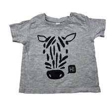 Load image into Gallery viewer, Unisex Dymples, grey marle tee / top, zebra, GUC, size 00,  