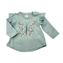 Load image into Gallery viewer, Girls Baby Berry, cotton long sleeve tee / top, butterfly, GUC, size 00,  