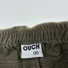 Load image into Gallery viewer, Boys OUCH, embroidered khaki cotton shorts, elasticated, FUC, size 00,  