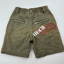 Load image into Gallery viewer, Boys OUCH, embroidered khaki cotton shorts, elasticated, FUC, size 00,  