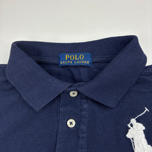 Load image into Gallery viewer, Boys Polo Ralph Lauren, navy cotton polo shirt, large pony, no size, armpit to armpit: 41cm, GUC, size 12-14,  