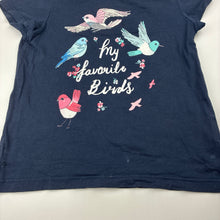 Load image into Gallery viewer, Girls H&amp;M, navy cotton tee / top, birds, FUC, size 5-6,  