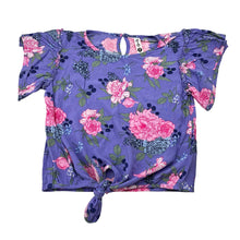 Load image into Gallery viewer, Girls KID, floral viscose tie front top, marks on front, FUC, size 7,  