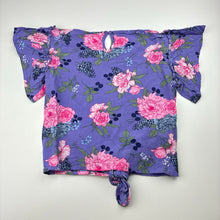 Load image into Gallery viewer, Girls KID, floral viscose tie front top, marks on front, FUC, size 7,  
