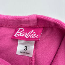 Load image into Gallery viewer, Girls Barbie, pink velour leggings, elasticated, Inside leg: 30cm, GUC, size 3,  