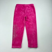 Load image into Gallery viewer, Girls Barbie, pink velour leggings, elasticated, Inside leg: 30cm, GUC, size 3,  