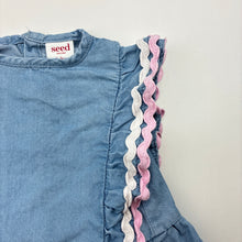 Load image into Gallery viewer, Girls Seed, blue lyocell ruffle top, GUC, size 000,  