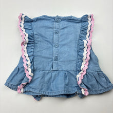 Load image into Gallery viewer, Girls Seed, blue lyocell ruffle top, GUC, size 000,  