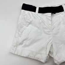 Load image into Gallery viewer, Girls Origami, white stretch cotton shorts, adjustable, light mark on front, FUC, size 1,  