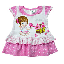 Load image into Gallery viewer, Girls Annie, pink &amp; white cotton short sleeve top, EUC, size 0,  