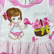 Load image into Gallery viewer, Girls Annie, pink &amp; white cotton short sleeve top, EUC, size 0,  