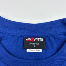Load image into Gallery viewer, Unisex Oz Mate, blue cotton tee / top, light marks left sleeve, FUC, size 8,  