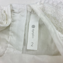 Load image into Gallery viewer, Girls Dymples, lined floral lace dress, light marks, FUC, size 2, L: 45cm