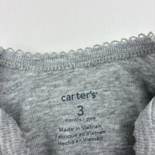 Load image into Gallery viewer, Girls Carters, grey marle cotton bodysuit / romper, GUC, size 3 months,  