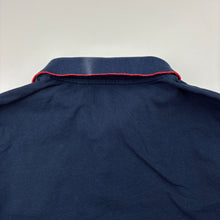 Load image into Gallery viewer, Boys Bauhaus, navy cotton long sleeve polo top, discolouration back collar, FUC, size 12,  