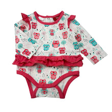 Load image into Gallery viewer, Girls Sprout, stretchy bodysuit / romper, owls, GUC, size 00,  