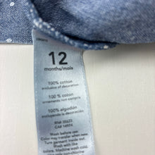 Load image into Gallery viewer, Girls Carter's, blue chambray cotton top, GUC, size 12 months,  