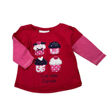 Load image into Gallery viewer, Girls Mango, red &amp; pink cotton long sleeve top, FUC, size 0,  