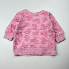 Load image into Gallery viewer, Girls Milky, pink cotton sweater / jumper, hearts, FUC, size 000,  