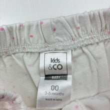 Load image into Gallery viewer, Girls Kids &amp; Co Baby, white cotton shorts, elasticated, FUC, size 00,  