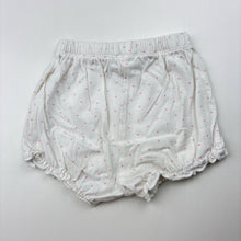Load image into Gallery viewer, Girls Kids &amp; Co Baby, white cotton shorts, elasticated, FUC, size 00,  