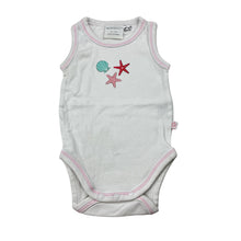 Load image into Gallery viewer, Girls Marquise, white cotton singletsuit / romper, starfish, GUC, size 000,  