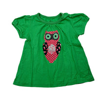 Load image into Gallery viewer, Girls Cotton On Baby, green cotton t-shirt / top,owl, GUC, size 00,  