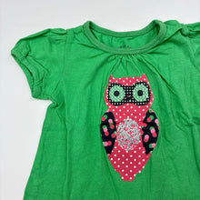 Load image into Gallery viewer, Girls Cotton On Baby, green cotton t-shirt / top,owl, GUC, size 00,  