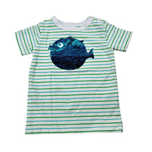 Load image into Gallery viewer, Boys Baby Patch, striped stretchy t-shirt / top,fish, FUC, size 0000,  