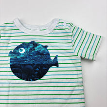 Load image into Gallery viewer, Boys Baby Patch, striped stretchy t-shirt / top,fish, FUC, size 0000,  