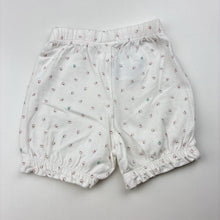 Load image into Gallery viewer, Girls Mothercare, white floral shorts,elasticated, GUC, size 0000,  