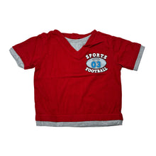 Load image into Gallery viewer, Boys Dymples, red cotton t-shirt / top,football, EUC, size 00,  