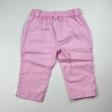 Load image into Gallery viewer, Girls Mothercare, pink cotton pants, elasticated, small marks back left leg, FUC, size 00,  