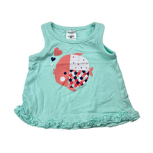 Load image into Gallery viewer, Girls Tiny Little Wonders, aqua cotton top, fish, EUC, size 000,  