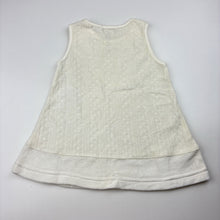 Load image into Gallery viewer, Girls Max and Tilly, cream soft feel velour casual dress, light marks lower front, FUC, size 00, L: 36cm