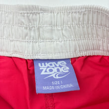 Load image into Gallery viewer, Girls Wave Zone, lightweight board shorts, elasticated, EUC, size 1,  