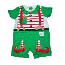 Load image into Gallery viewer, Unisex Dymples, cotton Christmas Elf romper, GUC, size 00,  
