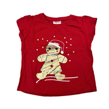 Load image into Gallery viewer, Girls B&amp;L, red cotton Christmas t-shirt / top, gingerbread, EUC, size 0,  