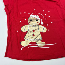 Load image into Gallery viewer, Girls B&amp;L, red cotton Christmas t-shirt / top, gingerbread, EUC, size 0,  