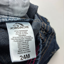 Load image into Gallery viewer, Girls Jordache, blue stretch denim jeans, Inside leg: 28.5cm, elasticated, GUC, size 2,  