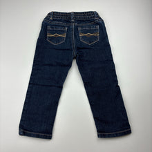 Load image into Gallery viewer, Girls Jordache, blue stretch denim jeans, Inside leg: 28.5cm, elasticated, GUC, size 2,  