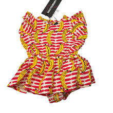Load image into Gallery viewer, Girls Rock Your Baby, cotton angel wing romper dress, bananas, NEW, size 000,  
