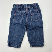 Load image into Gallery viewer, Girls M &amp; Co Baby, blue denim pants,elasticated, GUC, size 00,  