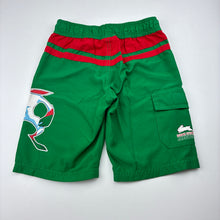 Load image into Gallery viewer, Boys NRL Official, South Sydney Rabbitohs board shorts, elasticated, FUC, size 4,  