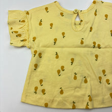 Load image into Gallery viewer, Girls Baby Berry, yellow cotton t-shirt / top, pears, FUC, size 0000,  